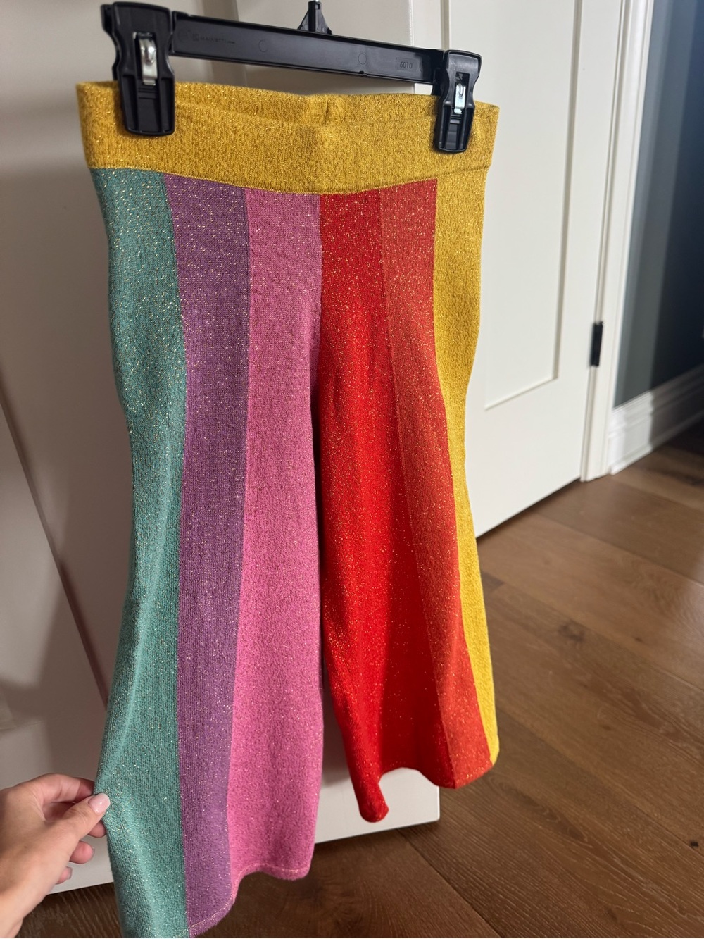 Kids Rainbow Glitter Knit Flared Bottoms - Multi